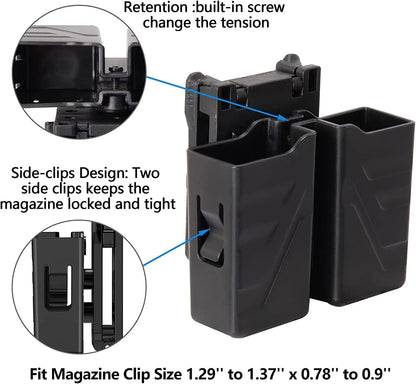 Double Magazine Holder Universal 9mm .40 Mag Holster for Glock 17 Ar Magazine Single Mag Bag Paddle Airsoft Mag Pouch Holster