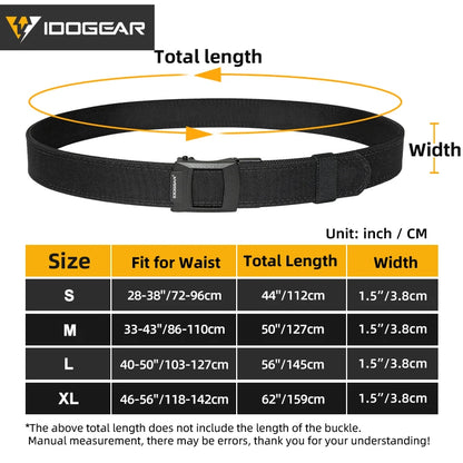 IDOGEAR 1.5 Inch Hard Tactical Belt With Adjustable Buckle 1000D Nylon for EDC CCW Duty Use 3448