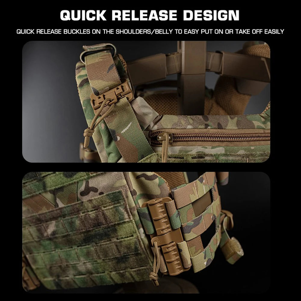 K Series Full-Size Hunting Vest Plate Carrier MOLLE Quick Release Adjustable Cummerbund Shooting Airsoft Training Tactical Vest