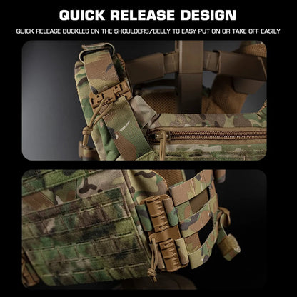 K Series Full-Size Hunting Vest Plate Carrier MOLLE Quick Release Adjustable Cummerbund Shooting Airsoft Training Tactical Vest