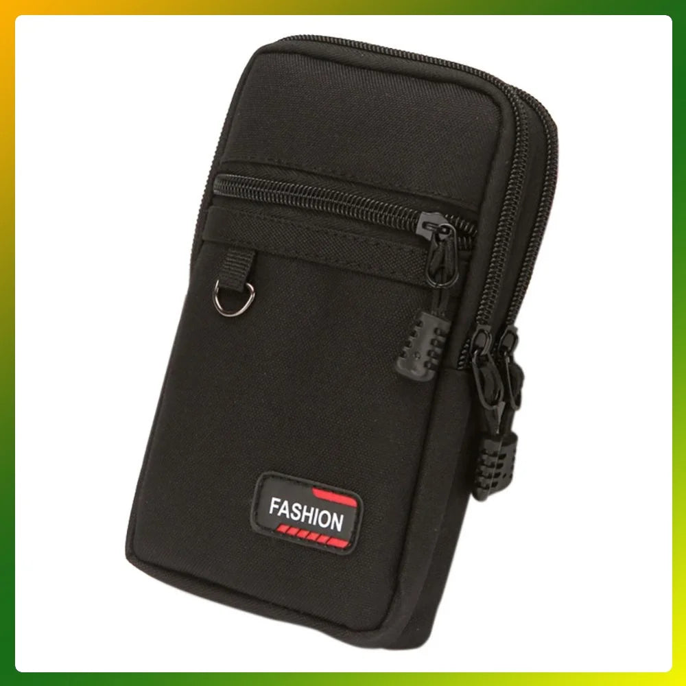 7 Inch Waist Fanny Pack Men Phone Pouch Camping Hunting Waist Bag (Black)