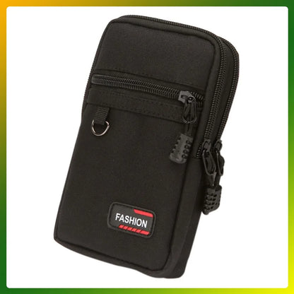 7 Inch Waist Fanny Pack Men Phone Pouch Camping Hunting Waist Bag (Black)