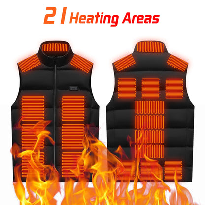 Electric Heated Vest 21 Heating Areas Full Body Warm USB Power Bank 3 Levels Windproof  Winter Motorcycle Skiing Coat Men Women