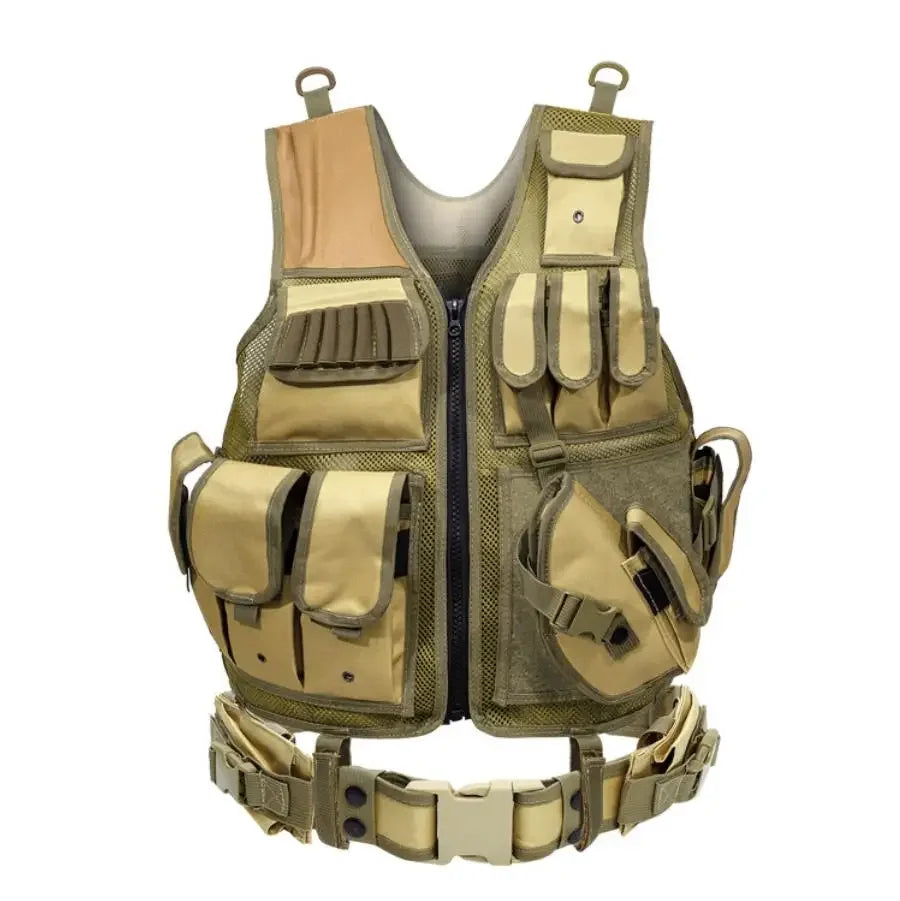 Tactical MOLLE Vest Security Combat Body Armor Vests Training Jacket Accessories for Airsoft Hunting Outdoor CS Cosplay