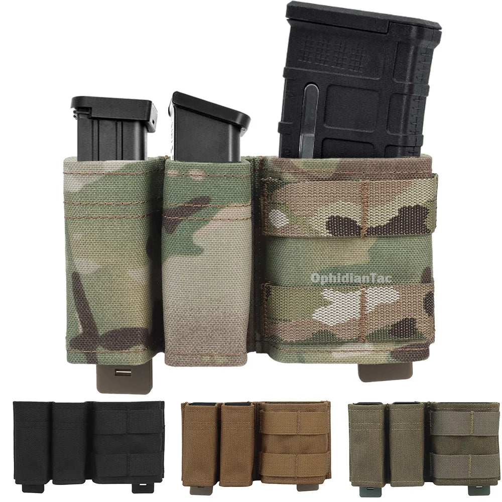 5.56 9mm 1+2 Magazine Pouch KYWI Wedge Insert Shorty MAG Bag MOLLE M4 G17 AR15 Airsoft Belt Vest Gear with Maclice Clip