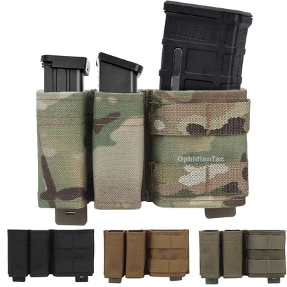 5.56 9mm 1+2 Magazine Pouch KYWI Wedge Insert Shorty MAG Bag MOLLE M4 G17 AR15 Airsoft Belt Vest Gear with Maclice Clip
