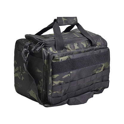 Tactical Range Gun Bag, Multi-Pocket Shoulder Tote with Magazine Pouch MOLLE Holder, Large Capacity Handbag for Outdoor Hunting