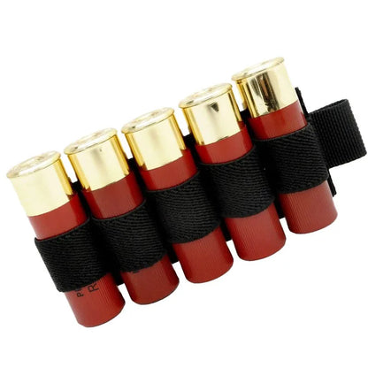 Tactical Hunting Ammo Holder 5 Rounds Shell Holder Bullet Bag Adhesive Patch for Rifle 12GA Shotgun Hunting Gun Accessories