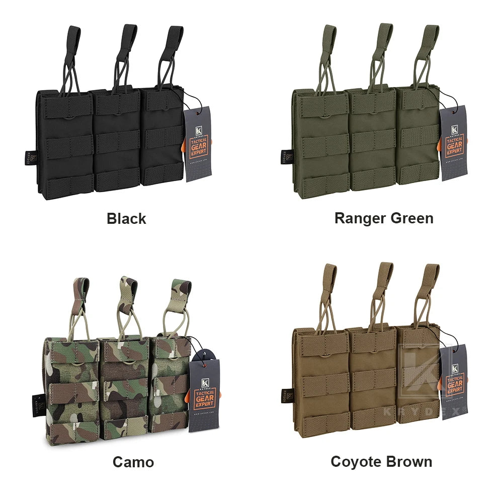 KRYDEX Tactical 5.56 MOLLE Magazines Pouch Triple Open-Top Mag Pouch for M4 M16 AR 15 Hunting Accessories
