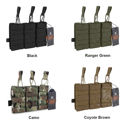 KRYDEX Tactical 5.56 MOLLE Magazines Pouch Triple Open-Top Mag Pouch for M4 M16 AR 15 Hunting Accessories