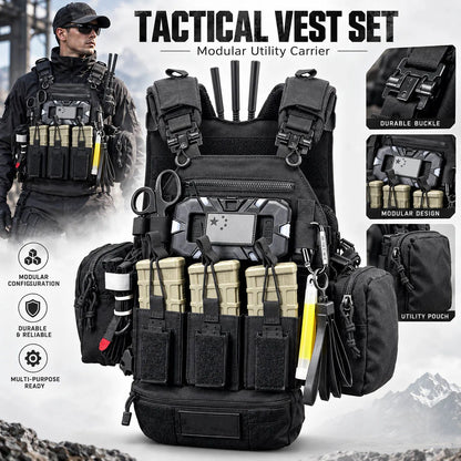 Tactical Vest Full Set Wargame Waistcoat for Airsoft Hunting Cosplay Military Outdoor Training Role Play Gear Accessories Kit