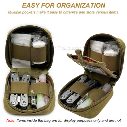 Tactical Small Molle Pouch Mini Utility Bag Removable Clear Pocket EDC Tool Compass Medical Storage Belt Bag Hunting Accessories
