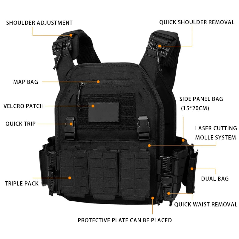 Tactical Vest Outdoor Hunting Plate Carrier Protective Adjustable Vest Airsoft Carrier Combat Equipment