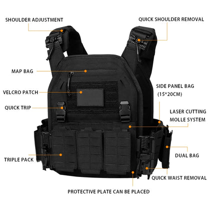 Tactical Vest Outdoor Hunting Plate Carrier Protective Adjustable Vest Airsoft Carrier Combat Equipment