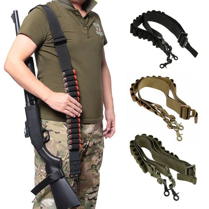 Tactical Shotgun Sling 15 Rounds Shell Holder Adjustable 2 Point Gun Strap for Hunting Shooting Belt Accessories