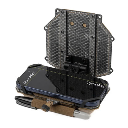 Tactical Concealed Phone Holder with Removable Hook & Loop Panel, Height adjustable Foldable Navigation Board Airsoft