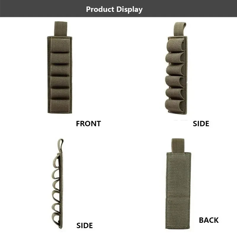 6-Slot Tactical Shotgun Shell Pouch MOLLE Ammo Bag Velcro Nylon Holder for Hunting