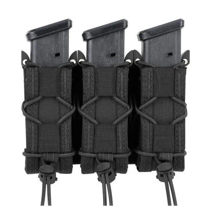 Tiger Style Short Triple Quick Draw 9mm Mag Pouch MOLLE Compatible Tactical Storage Pouch For Belt Vest Outdoor Airsoft Accessor