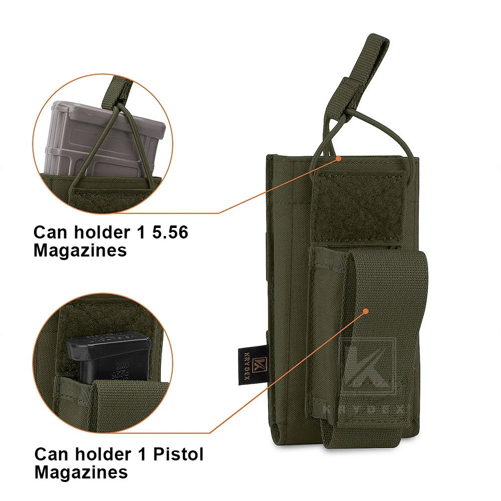KRYDEX Tactical Magazine Pouch Single Open-Top 5.56 M4 M16 AR15 Rifle & Pistol Mag Pouch Holster Hunting Vest Accessories