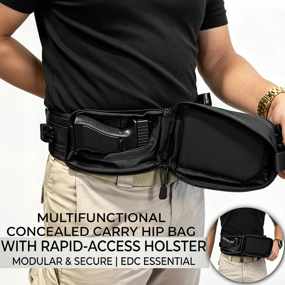 Concealed Carry Fanny Pack with Pistol Pouch Tactical Waist Bag for Men Anti-Theft Hidden Gun Pocket 1000D Nylon EDC Waist Pack