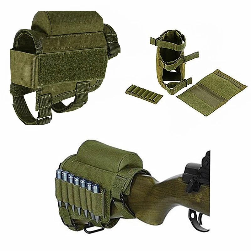 Multifunctional Tactical Buttstock Pouch Cheek Rest, Universal Gun Stock Bag with Molle, Outdoor Hunting Shooting Accessories