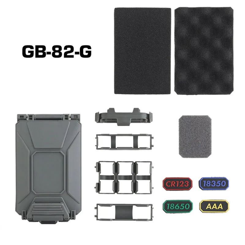 Tactical Modular Battery Case for 18650 18350 CR123A AAA CR2032 Molle Tooling Storage Box Water&Dust Proof