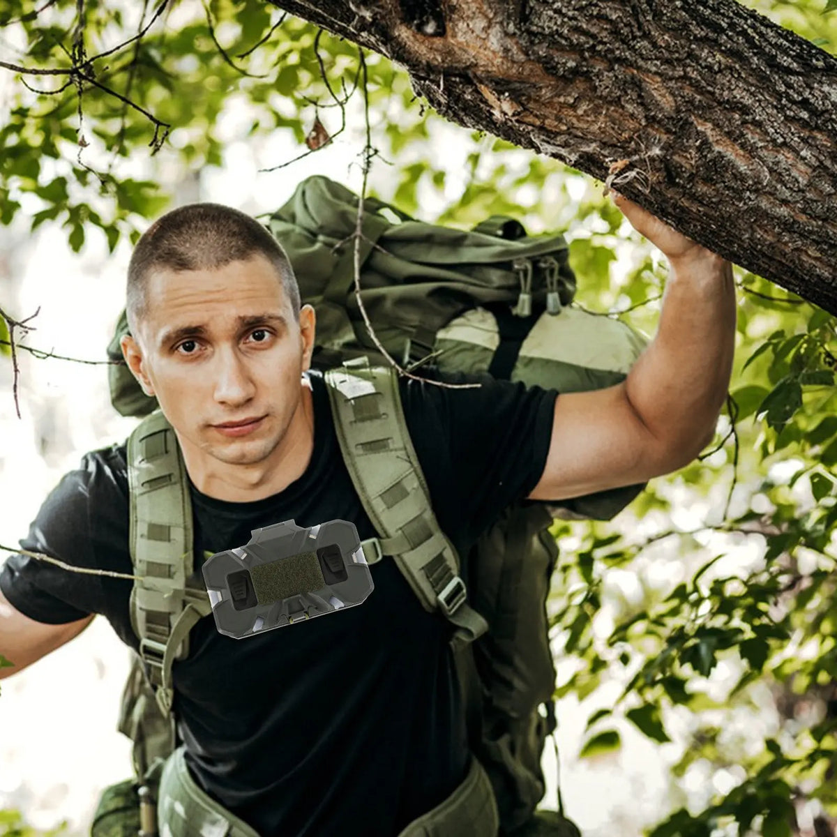 Foldable Gear Board Carrier Vest Phone Mount Holder Chest Mounted Accessory Stable for Outdoor Hiking Hunting Chest Mount Holder