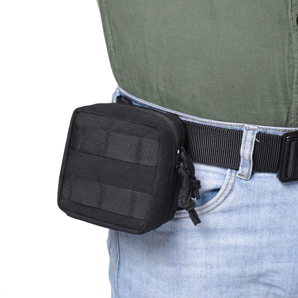 Fwoyonze Tactical Mini Multi-purpose MOLLE EDC Tool Pouch Knife Compass Flashlight Card Storage Bag Camping Micro Waist Bag
