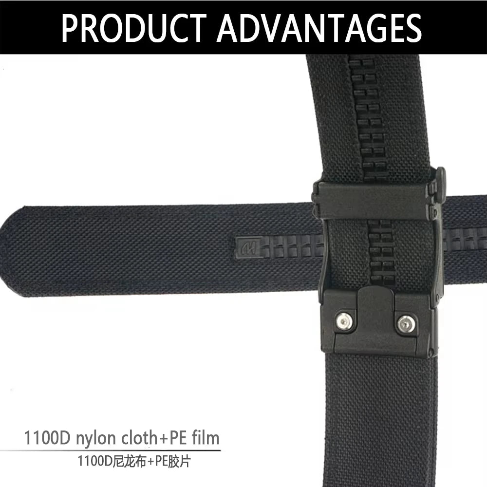 TUSHI Brand 4.3CM Wide Double-layer Reinforced Automatic Buckle Training Quick Hanging Pistol Belt Mens Nylon Outdoor Leisure