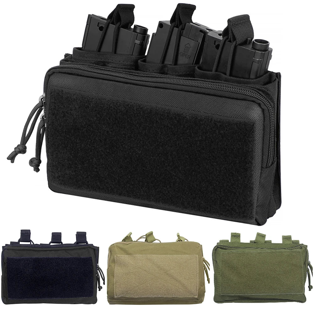 Tactical Triple Magazine Pouch Double Layer Molle Admin Pouch Quick Access Open Up Design for M4 M16 PMAG AK Hunting Accessories