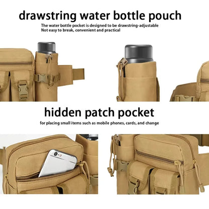 Multi-sport water bottle waist bag is detachable and suitable for outdoor sports such as mountaineering, camping, and hiking