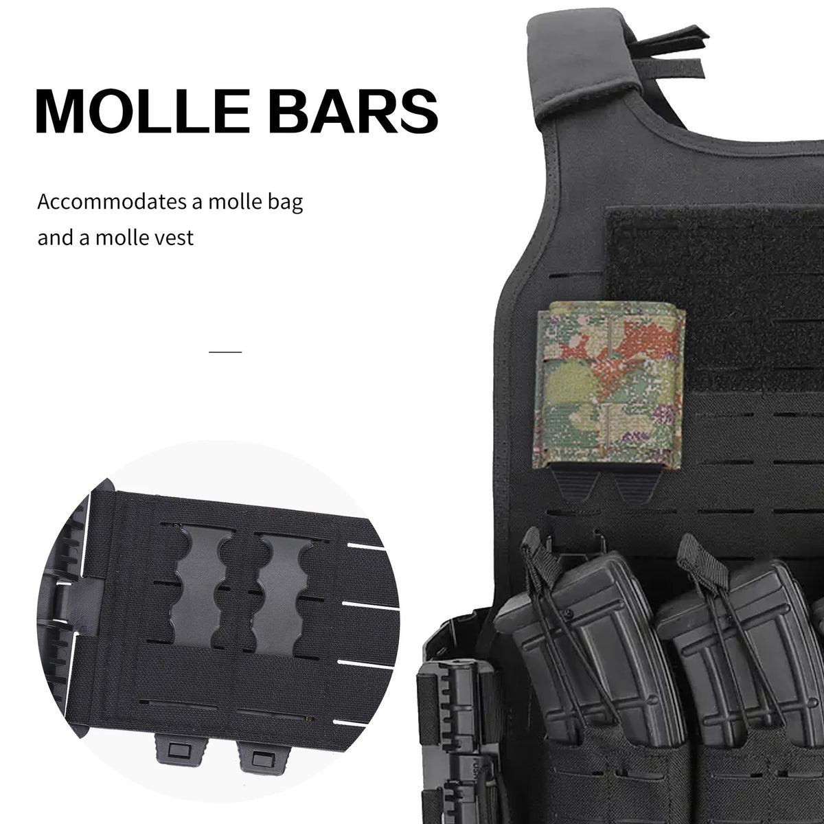 2pcs,MOLLE Tactical Fixing Clip Outdoor Hunting Accessory Nylon Quick Release Strip Fits For Magazine Pouch Backpack Vest