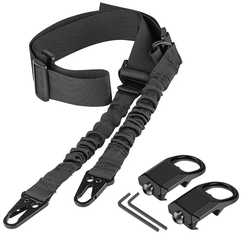 Tactical Two Point Sling-2 Picatinny QD Sling Swivel Mounts Adjustable Shoulder Strap for Rifles-Quick Release and Mounting Base