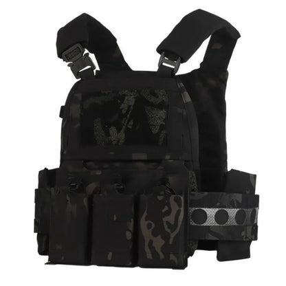 Portable MOLLE Airsoft V5 FCPC Tactical Vest Triple Magazine Pouch with Zip On Back Panel Banger Ferro Plate Carrier Hunting