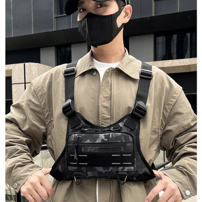 Tactical Front Chest Rig Bag Vest for Camping Hunting Shoulder Bag Men Fishing Cycling Reflective Travel Backpack Fanny Pack