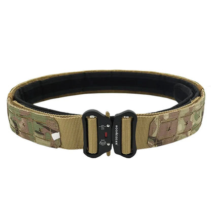 Military Tactical Belt Quick Release Metal Buckle Nylon Combat Waist Belt Multicam Camouflage Outdoor Hunting Airsoft Training