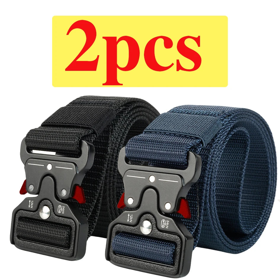 Two-Pack Quick-Release Symmetrical Buckle Tactical Belt; Outdoor Sports Exercise Training Hunting Nylon Canvas Belt