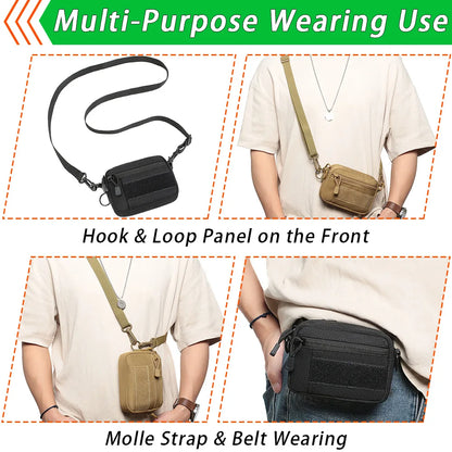 Tactical Crossbody EDC Pouch Compact Molle Waist Pack & Shoulder Bag 600D Nylon Organizer for Daily Essentials & Gadgets