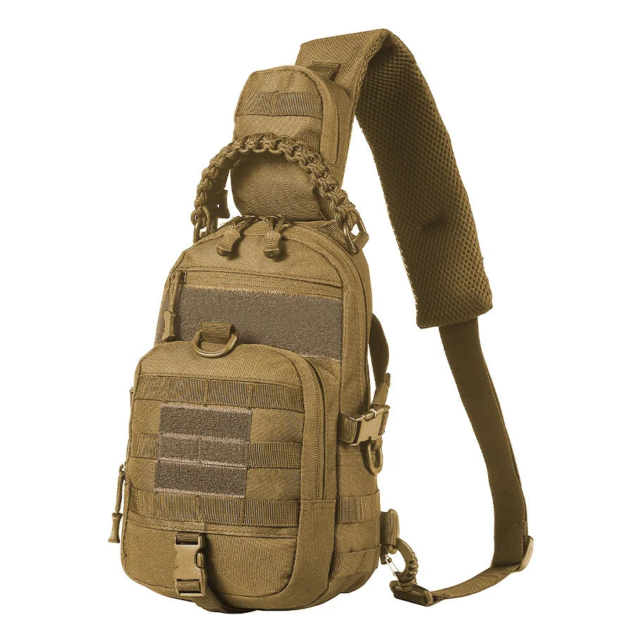 Outdoor sports multifunctional chest bag and crossbody bag with MOLLE webbing system layered design for easy access