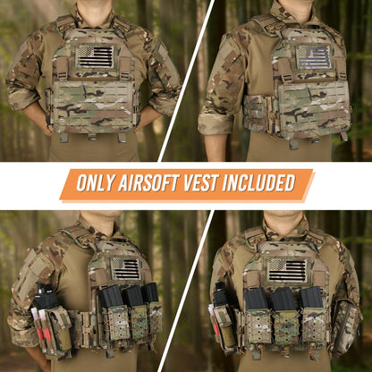 KRYDEX Tactical Laser Cut MOLLE Vest 500D Nylon LAVC Quick Release Plate Carrier Hunting Paintball Plate Carrier