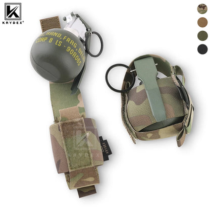 KRYDEX Tactical Elastic Frag Grenade Pouch, Waist Belt Bag, Small MOLLE Pouch Combat Hunting Outdoor Vest Belt Accessories