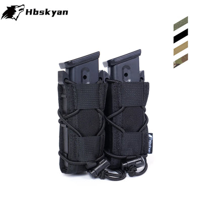 Tactical Molle Double Magazine Pouch Universal .45 9mm for Airsoft 9mm/.40 Calibers 45acp Double-Layer Mag Holder 500D Nylon Qu