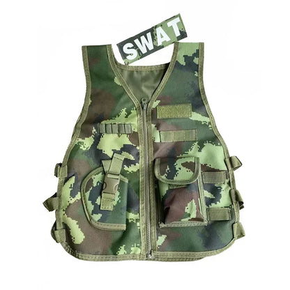 Tactical Children Vest Boy Girl Camouflage CS Game Vest Kids Hunting Cosplay Fishing CS Fans Outdoor Clothing for 3-6 Years