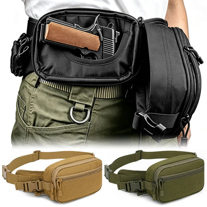Concealed Carry Pistol Gun Bag Anti-Theft Handgun Hip Bag Tactical Waist Fanny Pack EDC Tool Pouch for Hunting Hiking Travel