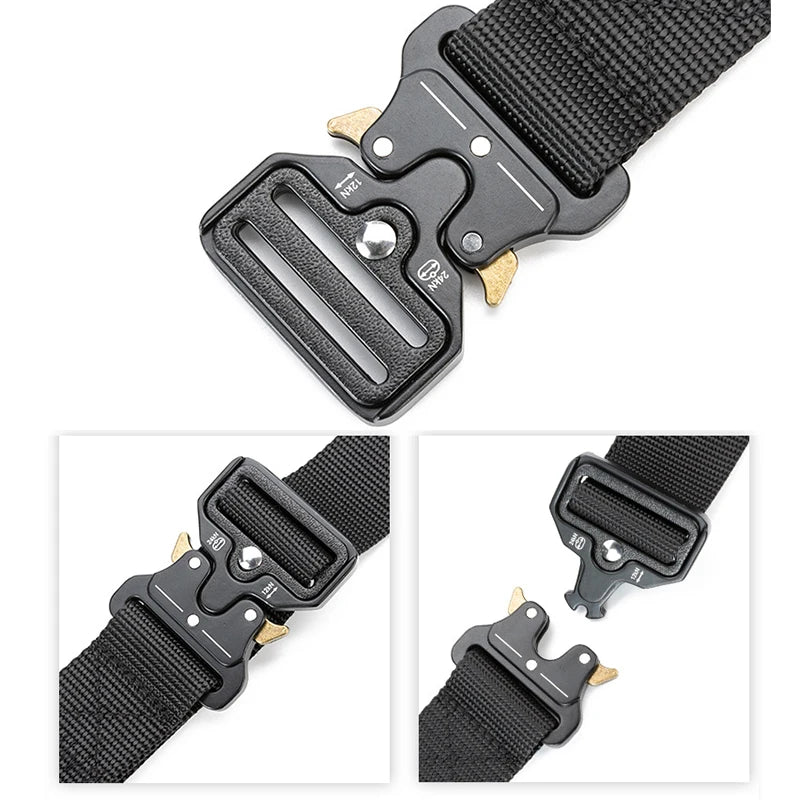 Quick Release Tactical Belt Outdoor Nylon Webbing Belt Men Military Waist Belt for Work Pants Training