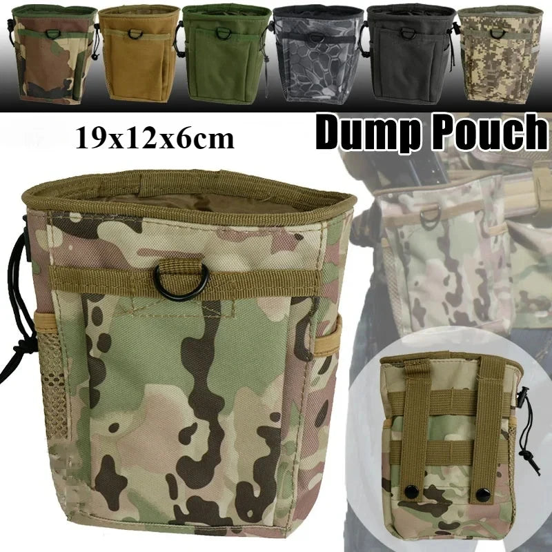 1Pcs 19x12x6cm Waterproof Nylon Camouflage Outdoor Molle Waist Pack Recycle Dump Drop Pouch for Hiking Hunting EDC Accessories