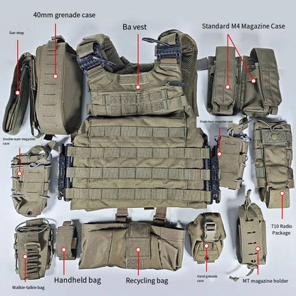 Complete Set of 1000D Anti-Red and Anti-Tactical Quick-Release Vest with Accompanying Accessory Package