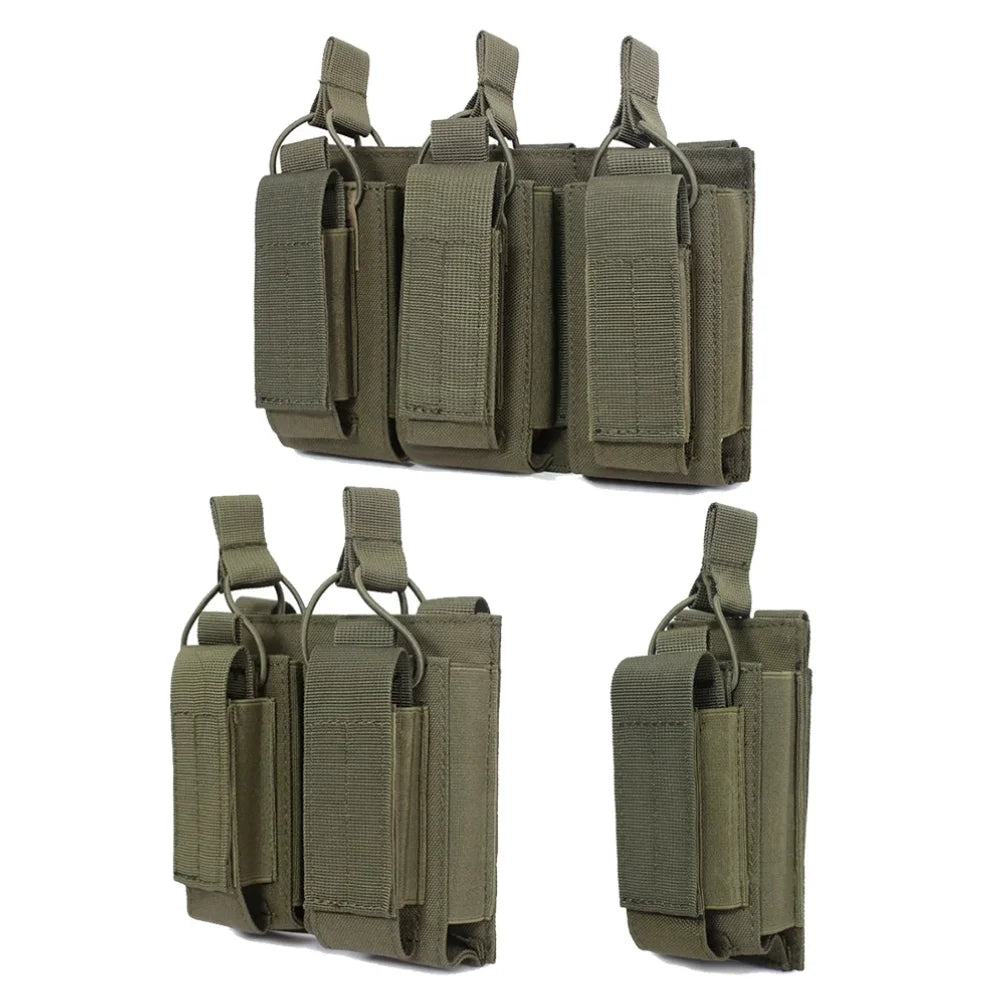 Tactical Magazine Pouch Pistol MAG Holder 5.56 MOLLE Double Stack Elastic Shock Cord Retention Hunting Accessories