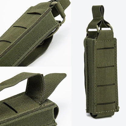 Tactical 9mm Pistol Magazine Pouch Molle Single Mag Carrier Holster Outdoor Hunting Flashlight Torch Holder EDC Tool Vest Bag