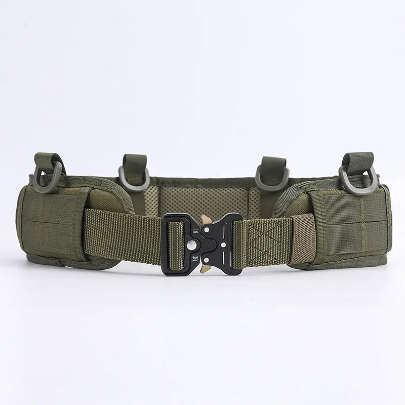 Outdoor Tactical Belt with Waist Pack - Multifunctional MOLLE Design Canvas & Nylon Material Padded Waist for Training/Camping